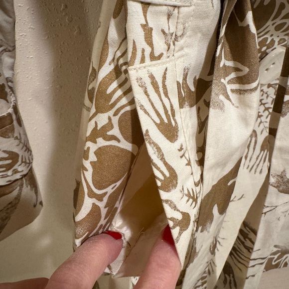 Cabi Wimbledon Courtside Trench Coat Cream/Gold/Brown Cotton/Linen - Picture 8 of 11